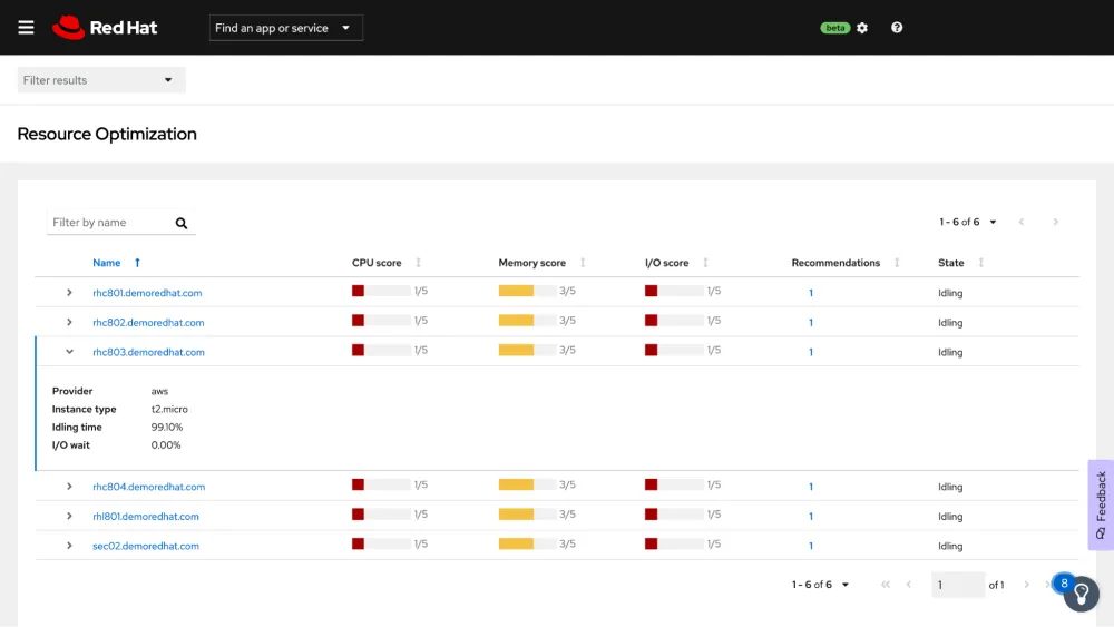 Resource optimization screenshot