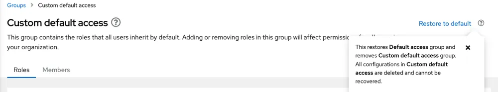 Defining a custom default access group