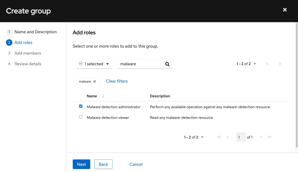 Add roles (previously created)