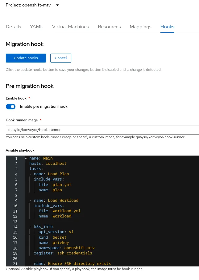Creating migration hooks