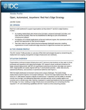 Image of first page of Open, Automated, Anywhere: Red Hat's Edge Strategy analyst paper