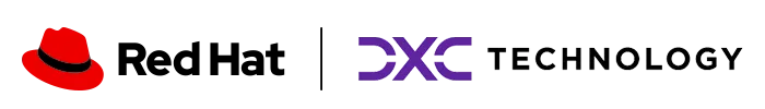 Red Hat and DXC logos