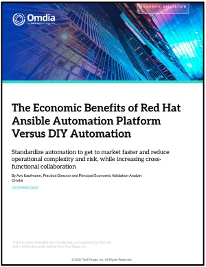 Front cover of The Economic Benefits of Red Hat Ansible Automation Platform Versus DIY Automation analyst paper