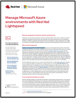 First page of Manage Microsoft Azure environments with Red Hat Lightspeed overview