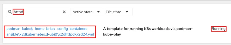 Screenshot of the new user level systemd service name
