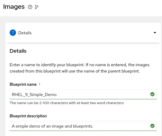 Blueprints name and description options