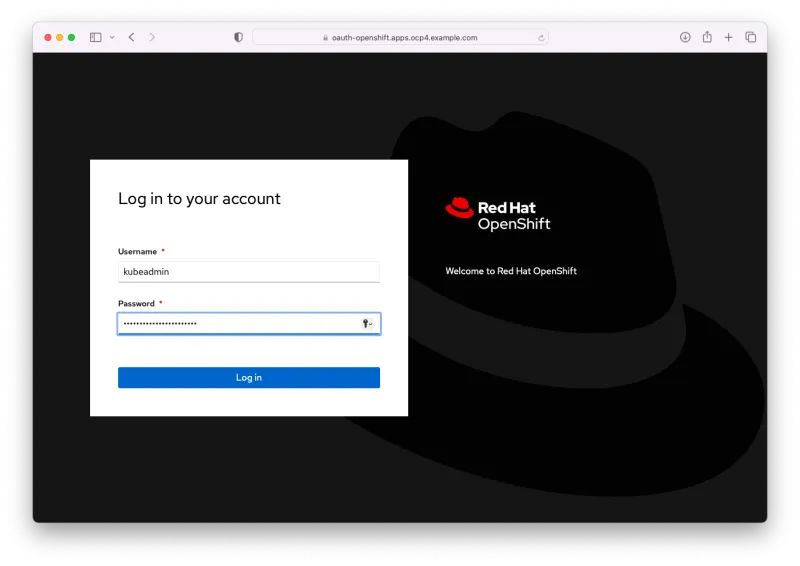 OpenShift Login page
